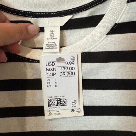 NWT Striped H&M TShirt Size L - Picture 7 of 13
